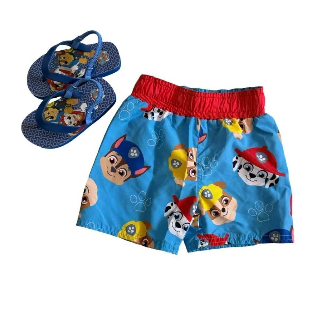 Paw Patrol Swim Shorts and Flip Flops Set